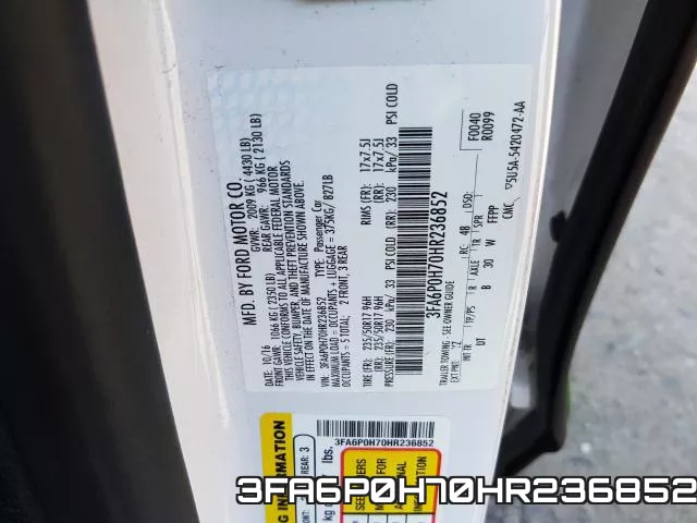 3FA6P0H70HR236852 фото 2