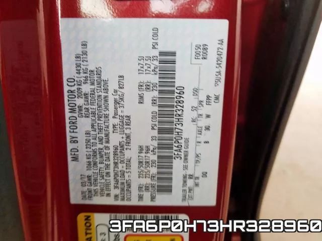 3FA6P0H73HR328960 фото 2