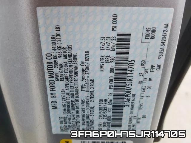 3FA6P0H75JR114705 фото 2