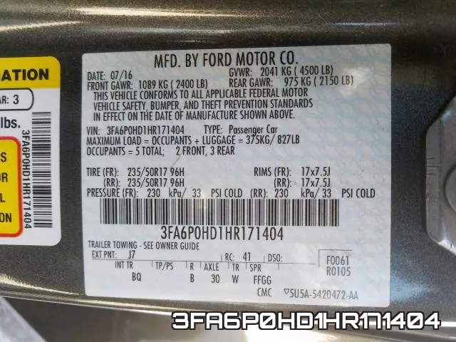 3FA6P0HD1HR171404 фото 2