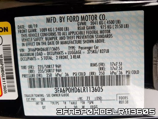 3FA6P0HD6LR113605 фото 2