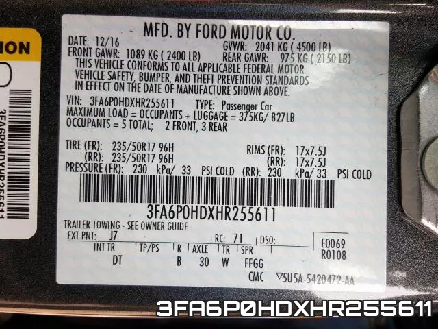3FA6P0HDXHR255611 фото 2