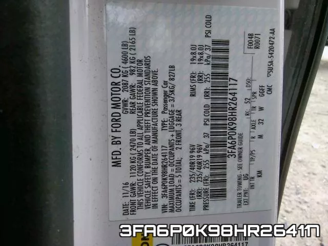 3FA6P0K98HR264117 фото 2