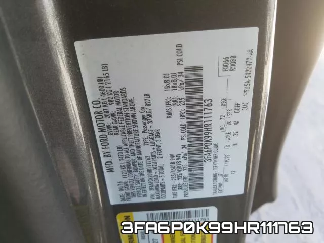 3FA6P0K99HR111763 фото 2