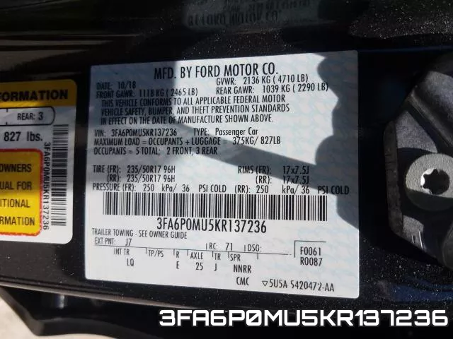 3FA6P0MU5KR137236 фото 2