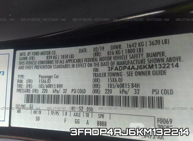 3FADP4AJ6KM132214 фото 10