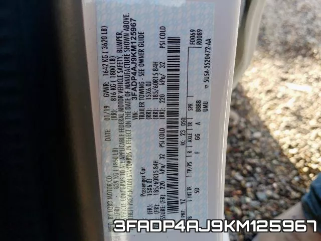 3FADP4AJ9KM125967 фото 2