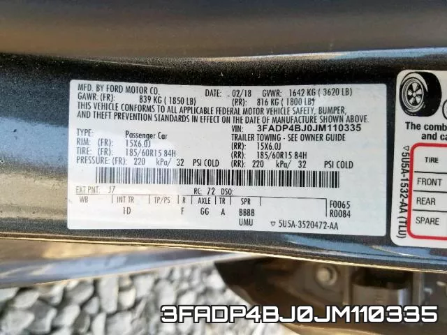 3FADP4BJ0JM110335 фото 2
