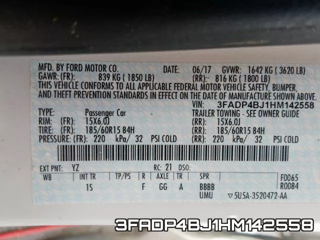 3FADP4BJ1HM142558 фото 2