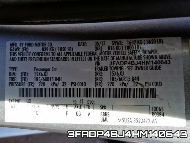 3FADP4BJ4HM140643 фото 2