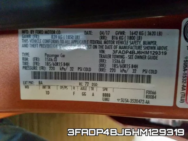 3FADP4BJ6HM129319 фото 2