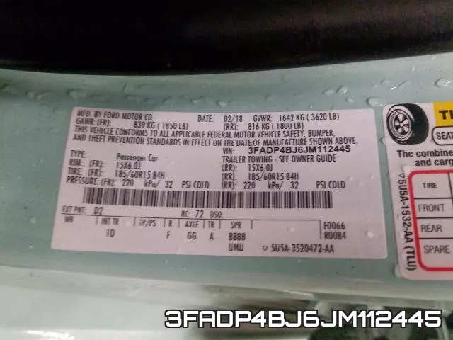 3FADP4BJ6JM112445 фото 2