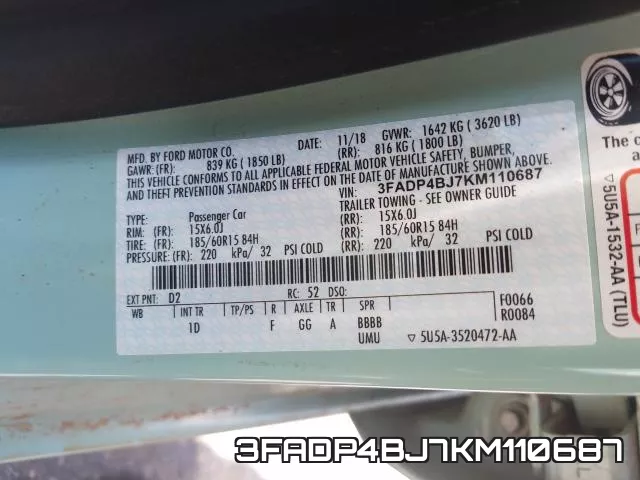 3FADP4BJ7KM110687 фото 2