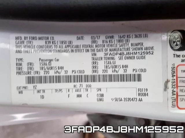 3FADP4BJ8HM125952 фото 2