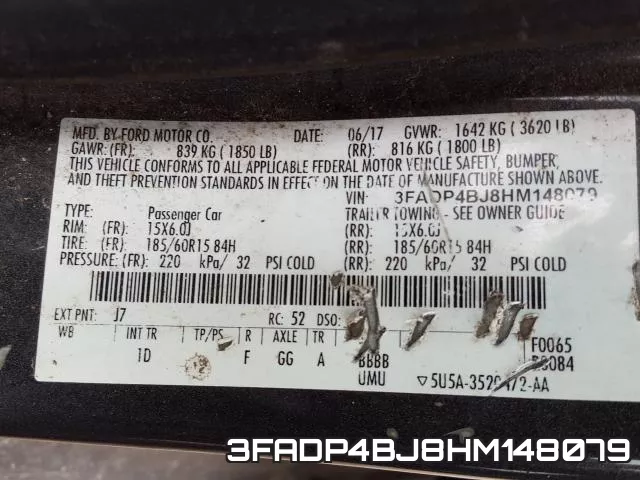3FADP4BJ8HM148079 фото 2