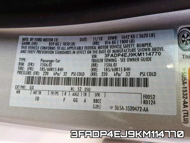 3FADP4EJ9KM114770 фото 2
