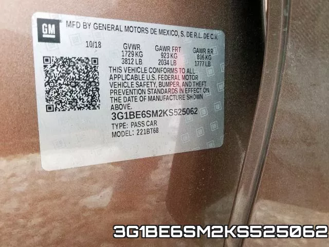 3G1BE6SM2KS525062 фото 2