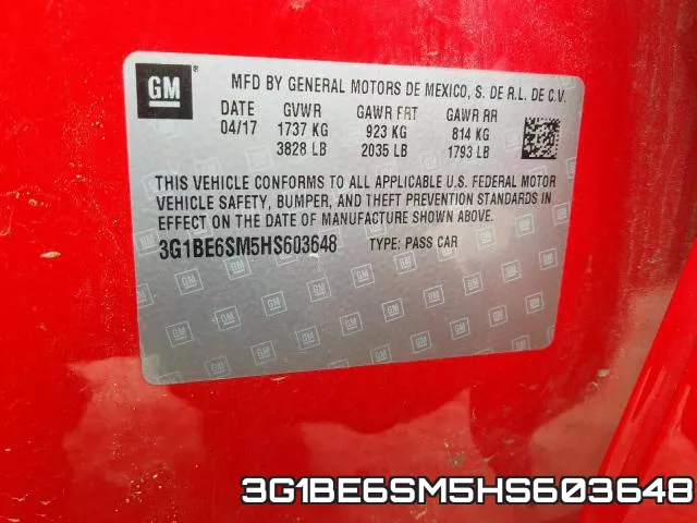 3G1BE6SM5HS603648 фото 2