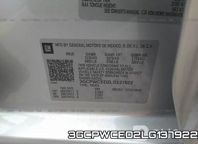 3GCPWCED2LG137922 фото 10
