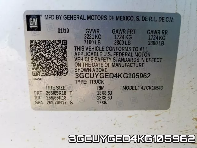 3GCUYGED4KG105962 фото 2