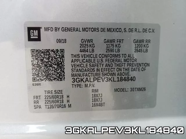 3GKALPEV3KL184840 фото 2