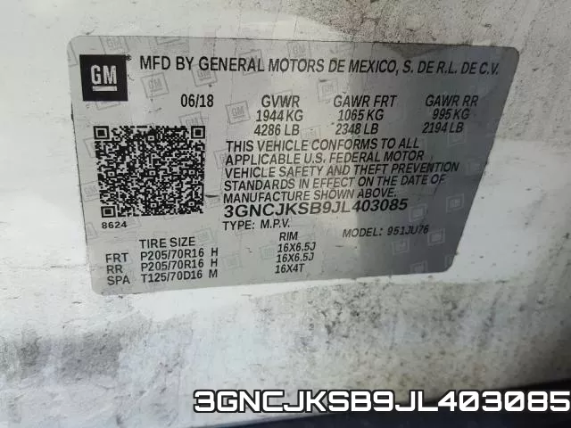3GNCJKSB9JL403085 фото 2