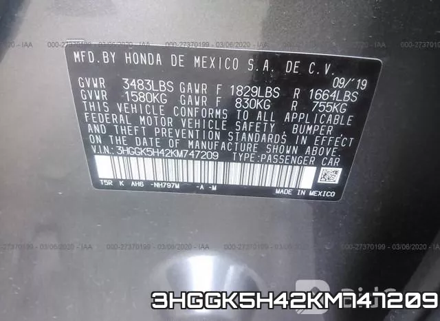3HGGK5H42KM747209 фото 10