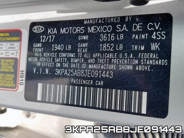 3KPA25AB8JE091443 фото 2