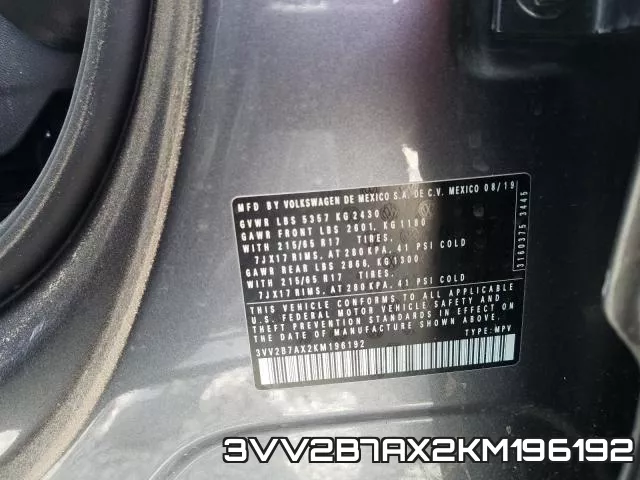 3VV2B7AX2KM196192 фото 2