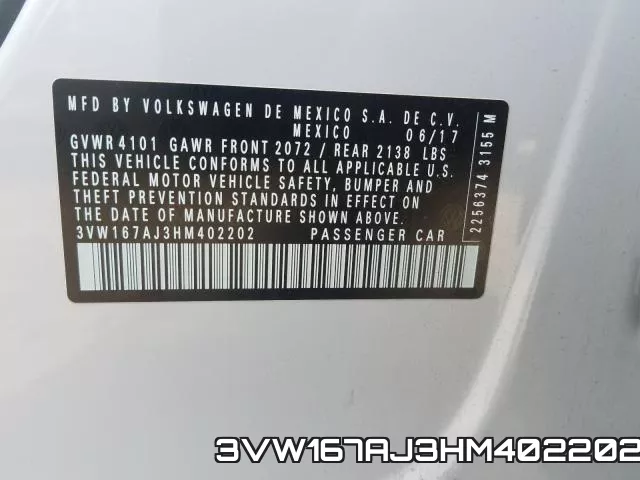 3VW167AJ3HM402202 фото 2