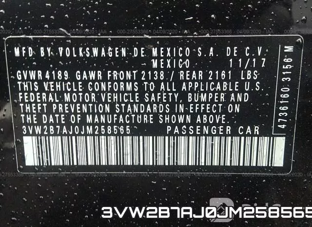3VW2B7AJ0JM258565 фото 10