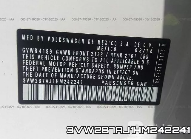 3VW2B7AJ1HM242241 фото 10