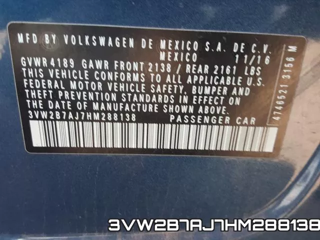 3VW2B7AJ7HM288138 фото 2