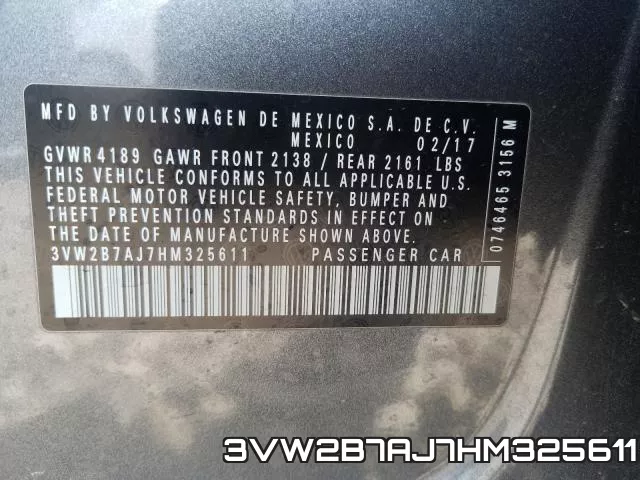 3VW2B7AJ7HM325611 фото 2