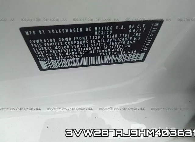 3VW2B7AJ9HM403631 фото 10