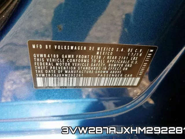 3VW2B7AJXHM292281 фото 2