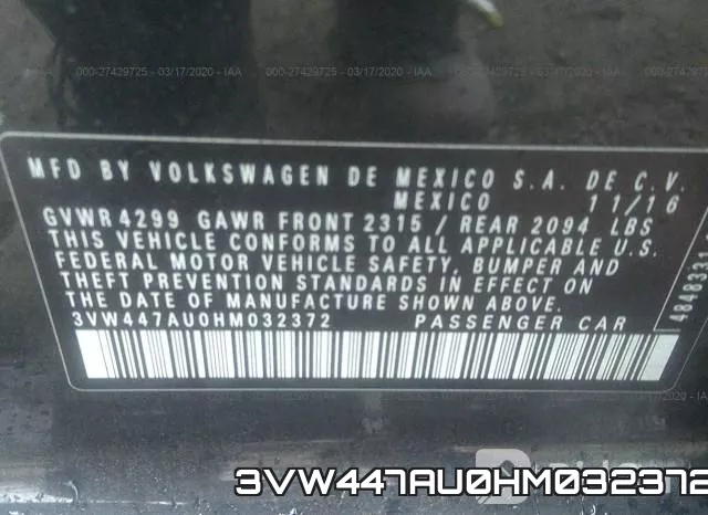 3VW447AU0HM032372 фото 10