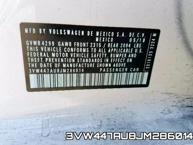 3VW447AU8JM286014 фото 2