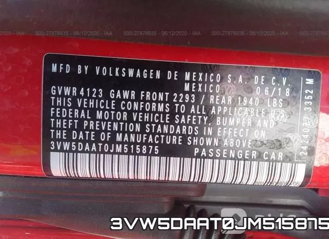 3VW5DAAT0JM515875 фото 10