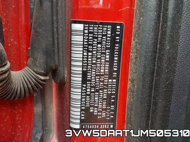 3VW5DAAT1JM505310 фото 2
