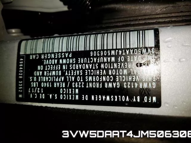 3VW5DAAT4JM506306 фото 2
