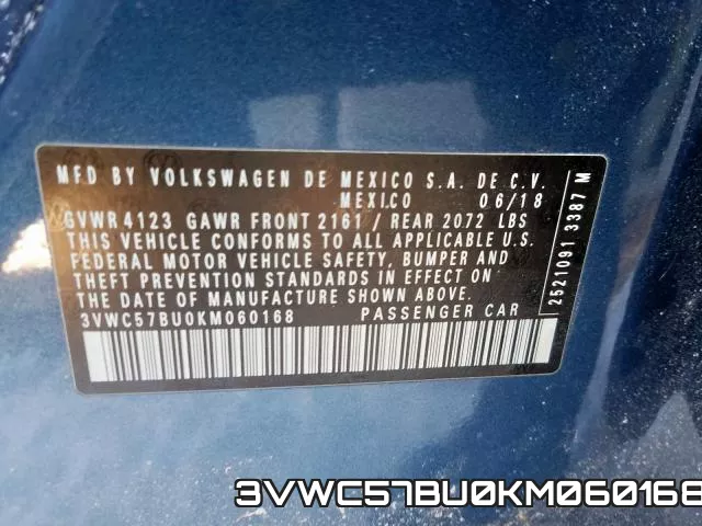 3VWC57BU0KM060168 фото 2