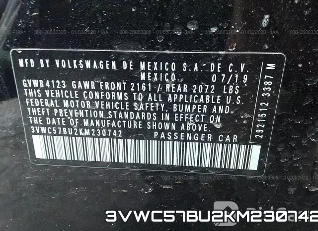 3VWC57BU2KM230742 фото 10