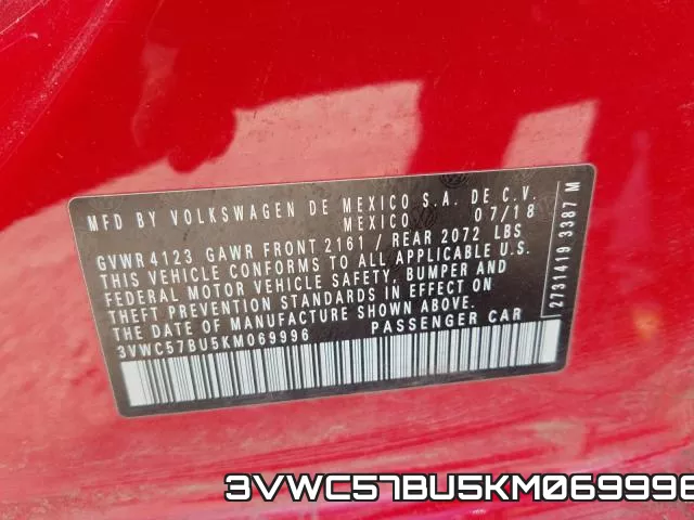 3VWC57BU5KM069996 фото 2