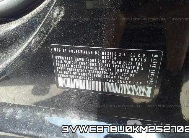 3VWCB7BU0KM252702 фото 10