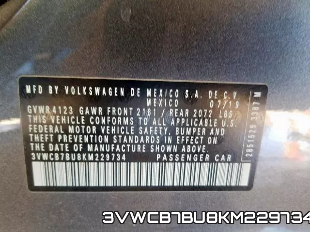 3VWCB7BU8KM229734 фото 2