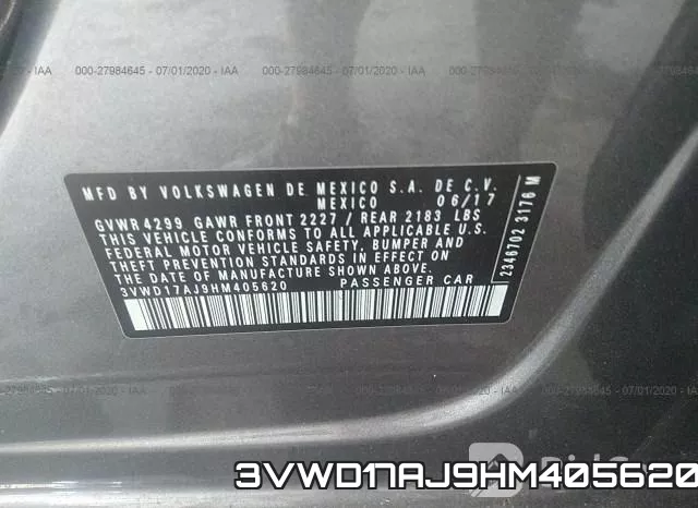 3VWD17AJ9HM405620 фото 10