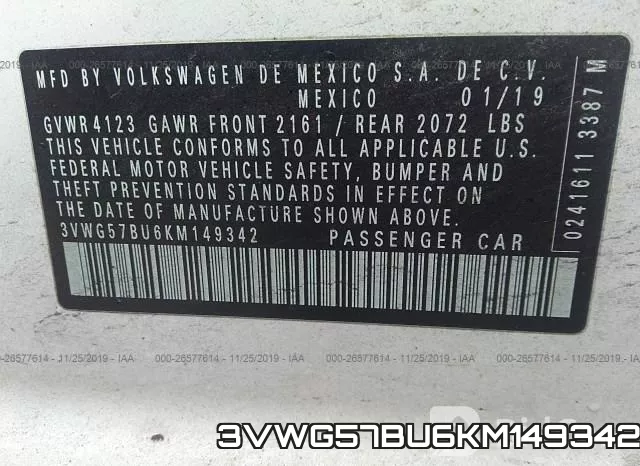 3VWG57BU6KM149342 фото 10