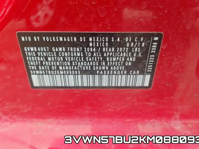 3VWN57BU2KM088093 фото 2