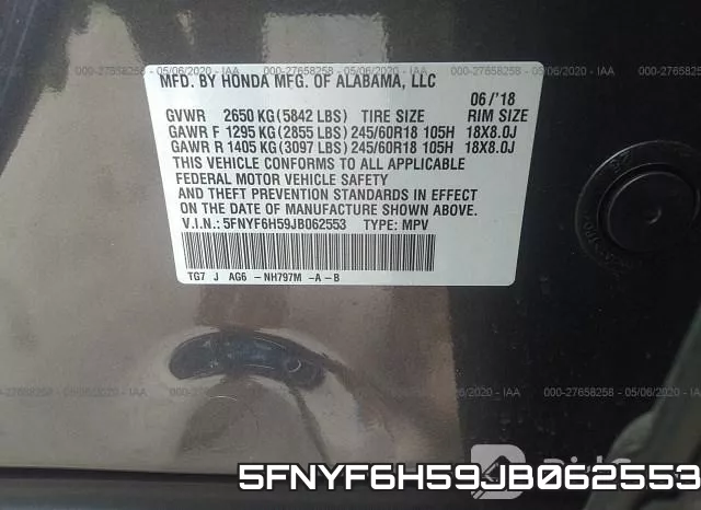 5FNYF6H59JB062553 фото 10